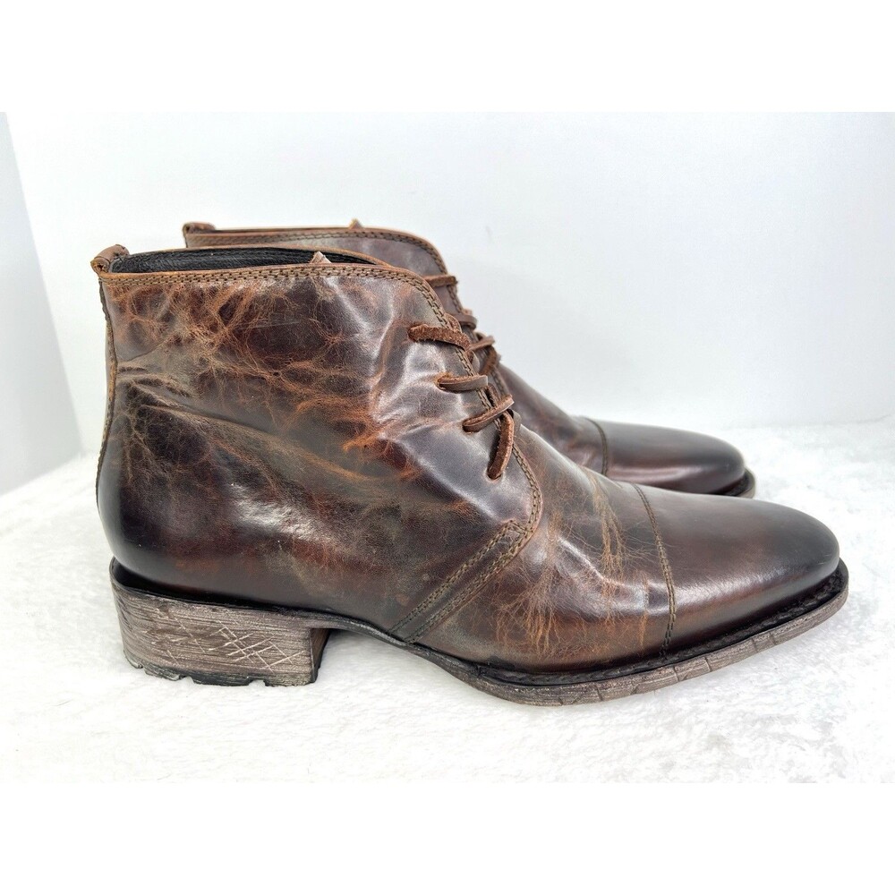 Freebird by Steven Gulch Brown Leather Cap Toe Lace Up Ankle Boots Dress Mens 10